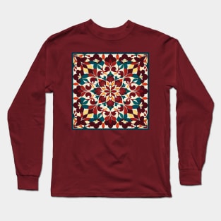 Floral Tile Pattern - Art Deco Abstract Design Long Sleeve T-Shirt